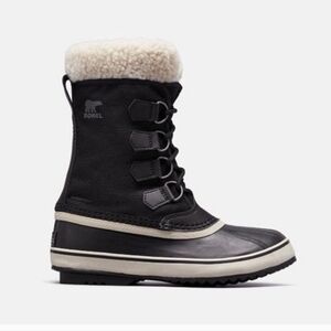 Sorel Black Winter Boots with Cream Trim